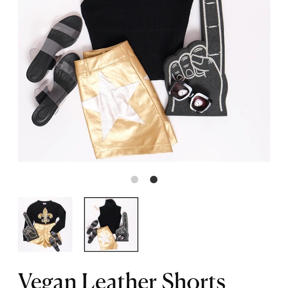 Sparkle City Vegan leather gold shorts size medium - Picture 2 of 8